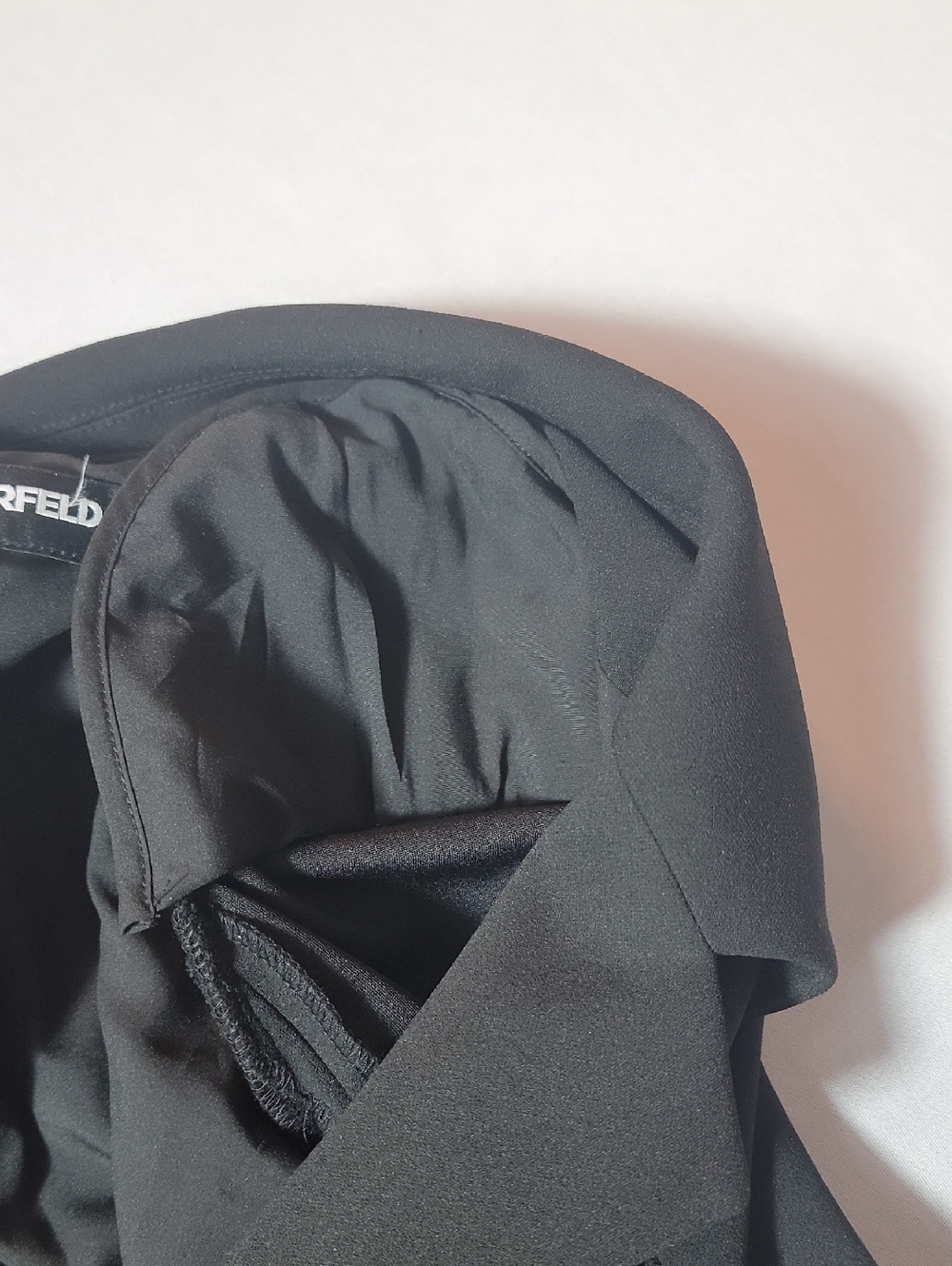 Karl Lagerfeld Black Double-Breasted Ruffle-Hem Blazer Dress Size 6 - Picture 8 of 15